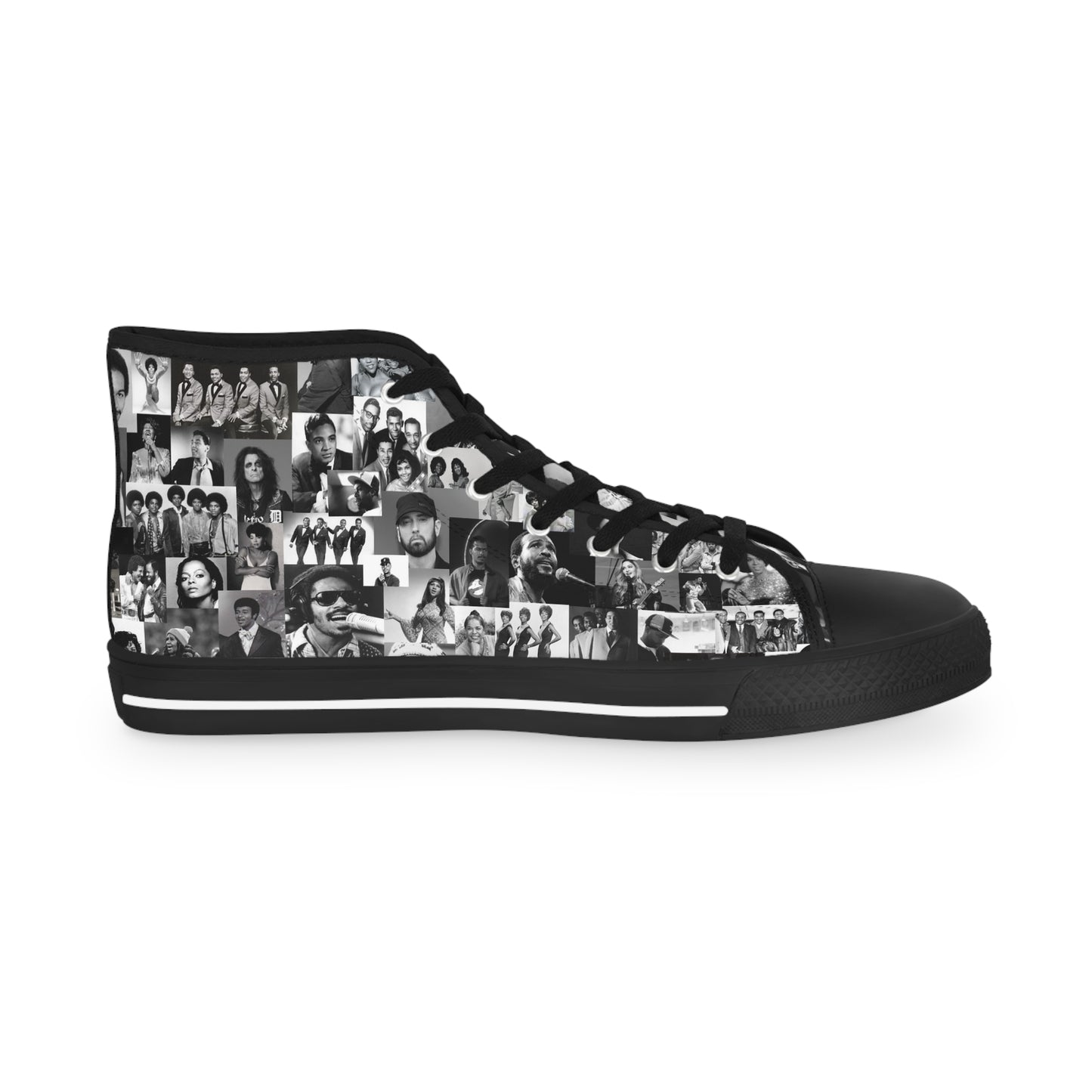 Men's High Top Sneakers - Retro Collage Style