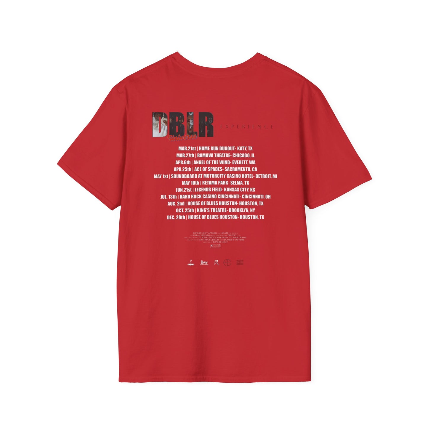 Unisex Concert Tee - DBLR Universe Official Tour Dates by Ronnie LeRoy